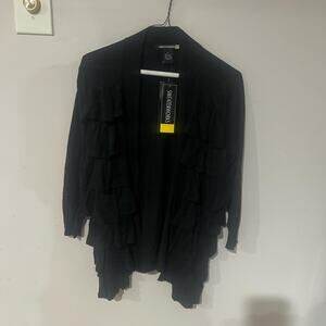 Sweaterworks black ruffle cardigan